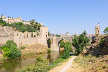 The Puente Alcántara and the Tagus river in the historic city of