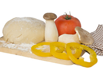 Vegetarian pizza ingredients isolated on white background