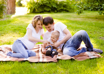 happy family in park