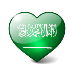 Saudi Arabia 3d glass heart with realistic shadow