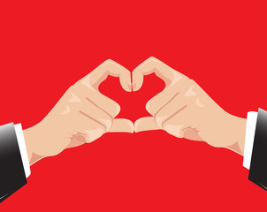 Obraz premium Businessman hands shaping a heart symbol Vector illustration.