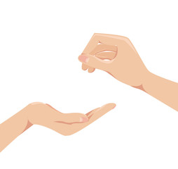 Two human arms . concept give and receive