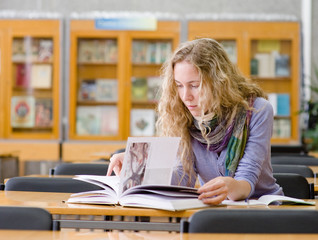 girl read book in library