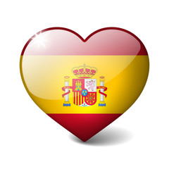 Spain 3d glass heart with realistic shadow isolated on white