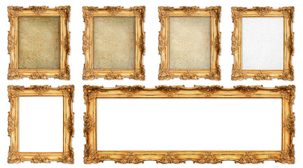 golden frame with different empty cracked canvas