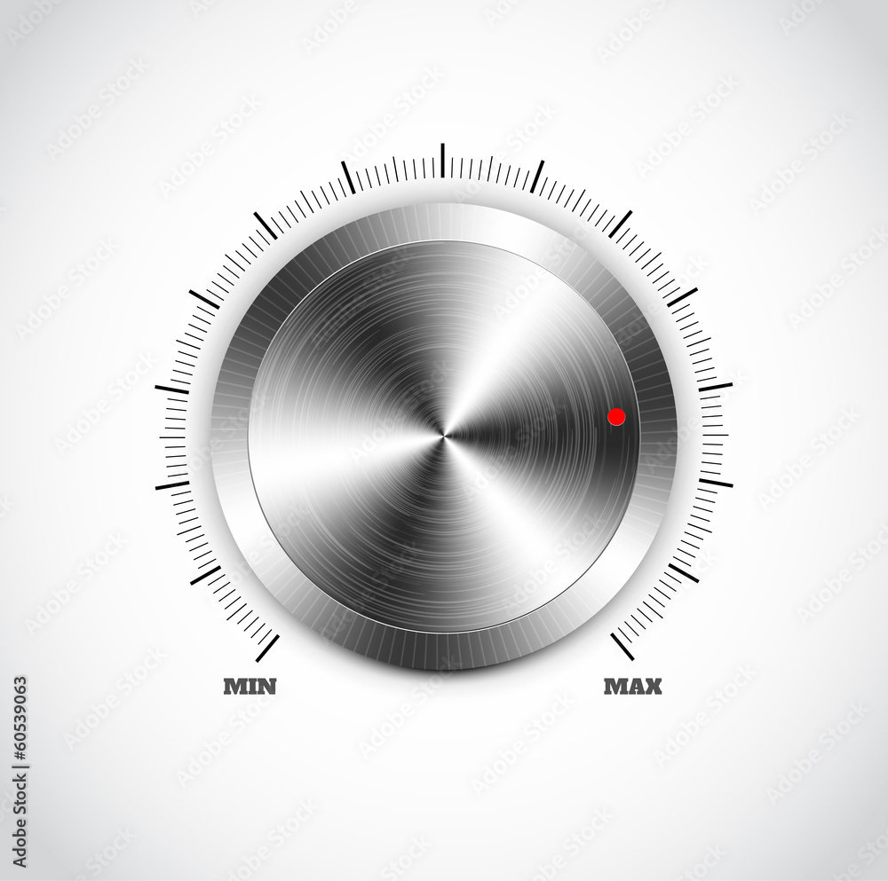 Poster realistic metal button with circular processing