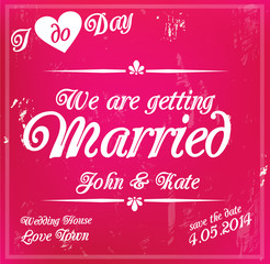 Fototapeta na wymiar Wedding invitation template pink card