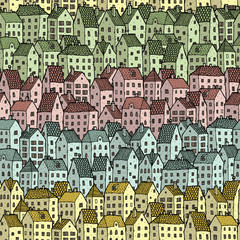 Fototapeta premium Rainbow City seamless pattern