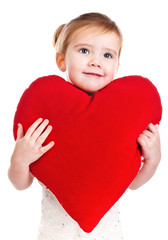 Portrait of beautiful little girl with heart