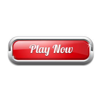 Play Now Button - Click on the Red Button Stock Vector