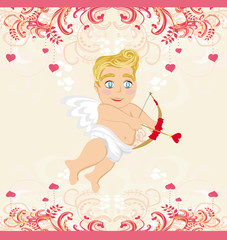 Obraz premium happy valentines day vintage card with cupid