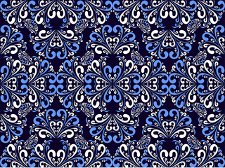 Seamless ornamental blue-white Pattern.