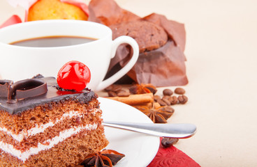 Cherry cake and cupcake