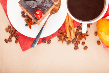 Coffee with spices and cake