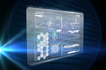 Composite image of glowing binary code on black background