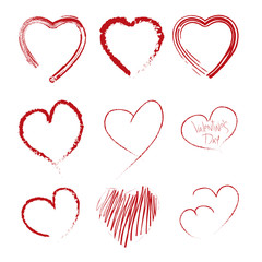 set of scribble hearts