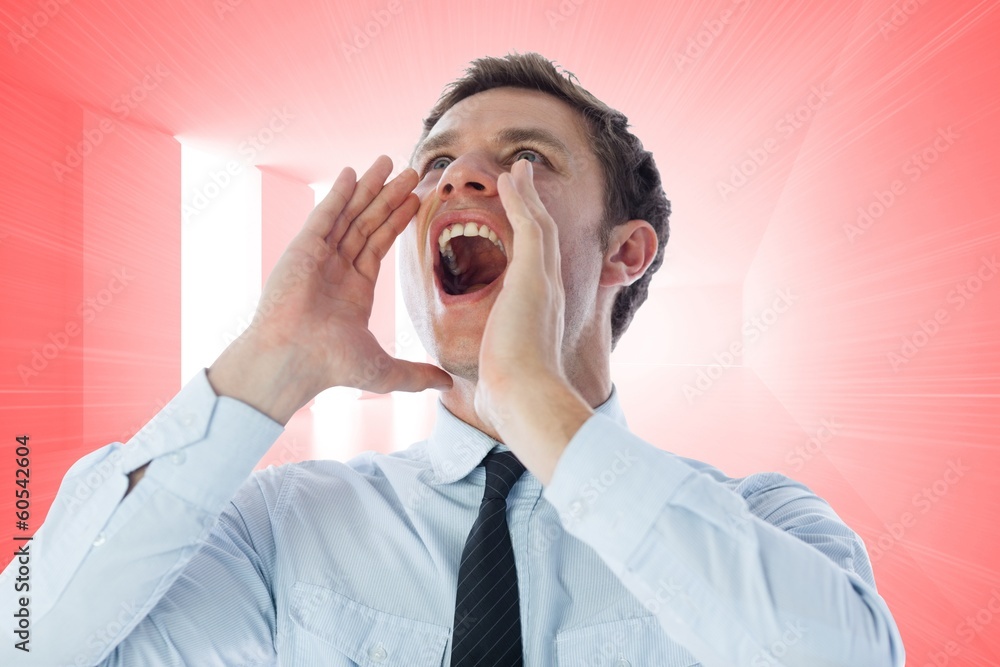 Poster composite image of businessman shouting