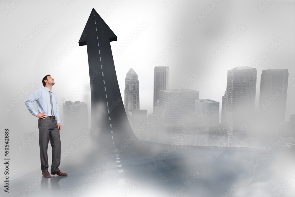 Aufkleber composite image of smiling businessman with hand on hip