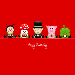 Ladybug,Fly Agaric,Chimney Sweeper,Pig & Cloverleaf Gifts Red