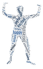 Words illustration of the concept of happiness and joy