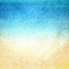 Summer beach recycled paper textured background with film grain