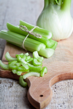 fresh organic celery and fennel
