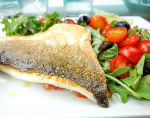 grilled seafood and vegetables