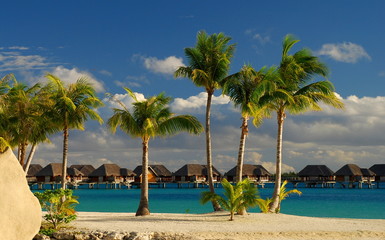 Overwater bungalows. Bora Bora, French Polynesia