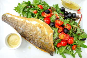 grilled seafood and vegetables