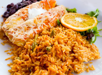 Enchilada with tomato rice