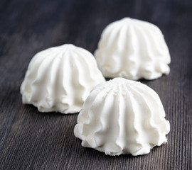 White marshmallow on wooden table