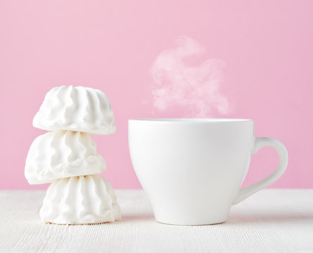 Marshmallow and cup of coffee