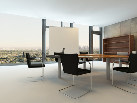 Contemporary meeting room with conference table