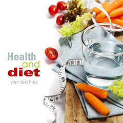 Fresh healthy vegetables and water
