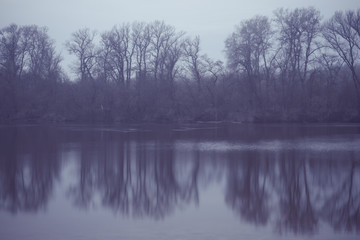 Fototapeta na wymiar part of the river, mirror reflection