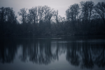 Fototapeta na wymiar part of the river, mirror reflection