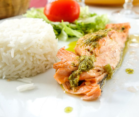 grilled salmon and rice