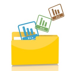 file folder with three xls symbol