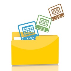 file folder with three xlsx symbol