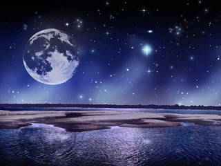 Noche estrellada de luna llena