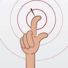 Finger with splinter pulsing red rings