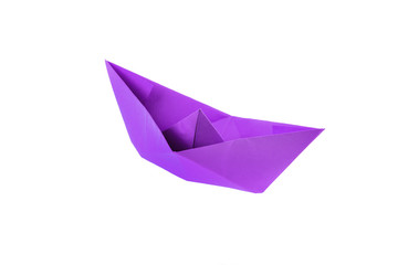 Magenta origami boat