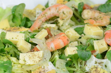 Eissalat mit Scampi