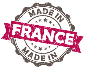 made in FRANCE pink grunge retro style seal