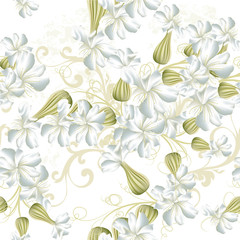 Beautiful seamless vector wallpaper pattern with   flowers