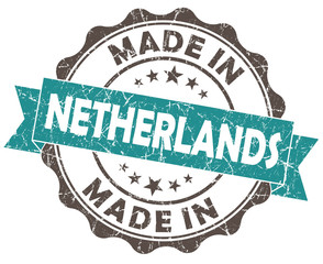 made in NETHERLANDS blue grunge vintage seal
