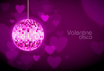 Abstract disco background. Heart. Valentine