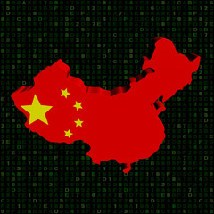 China map flag on hex code illustration