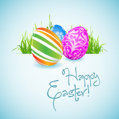 Easter Background with Decorated Eggs