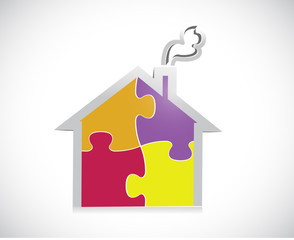 puzzle home illustration design